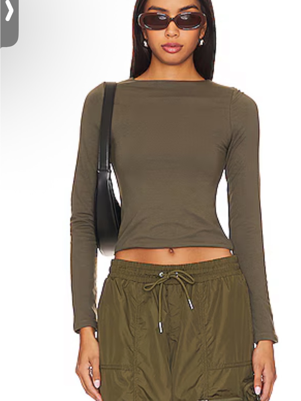 NWT RE ONA Signature Long Sleeve Top in Olive Size Small
